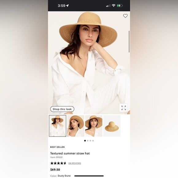 J. CREW Textured Summer Straw Hat in Dusty Dune - Picture 1 of 1